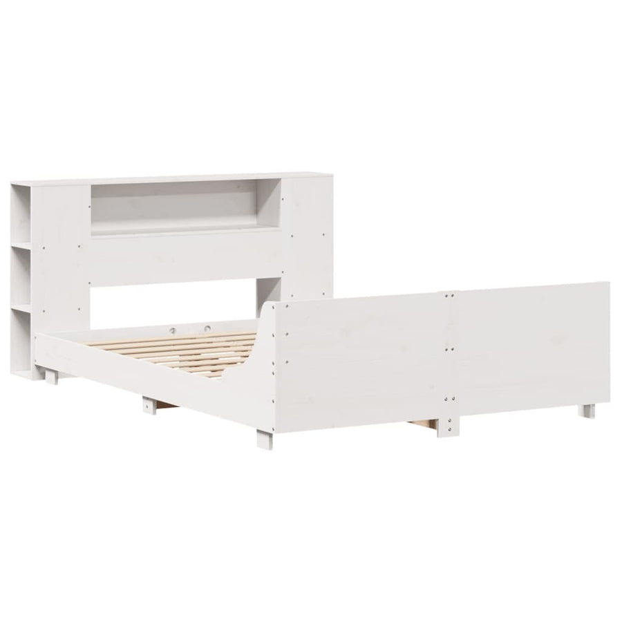 Bedframe zonder matras massief grenenhout wit 140x190 cm