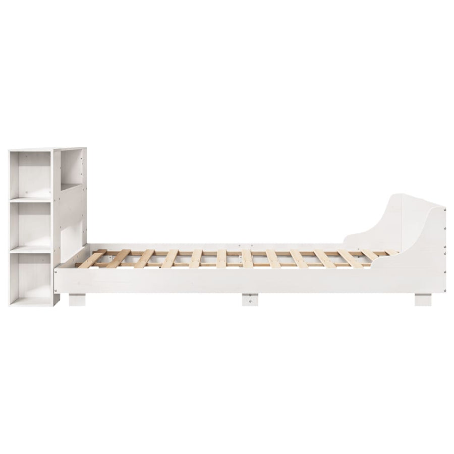 Bedframe zonder matras massief grenenhout wit 140x190 cm