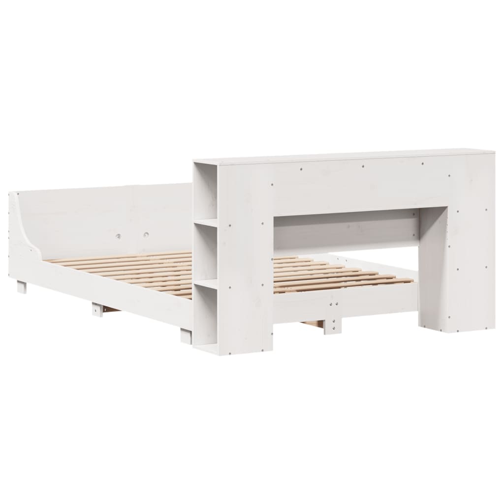 Bedframe zonder matras massief grenenhout wit 140x190 cm
