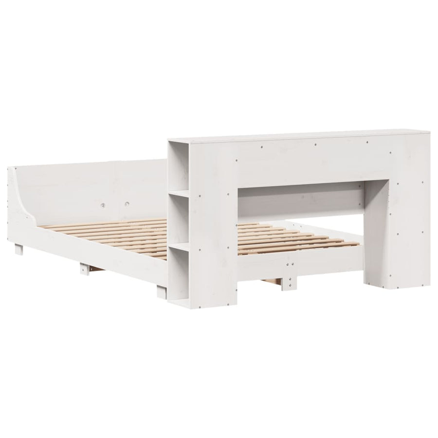 Bedframe zonder matras massief grenenhout wit 140x190 cm