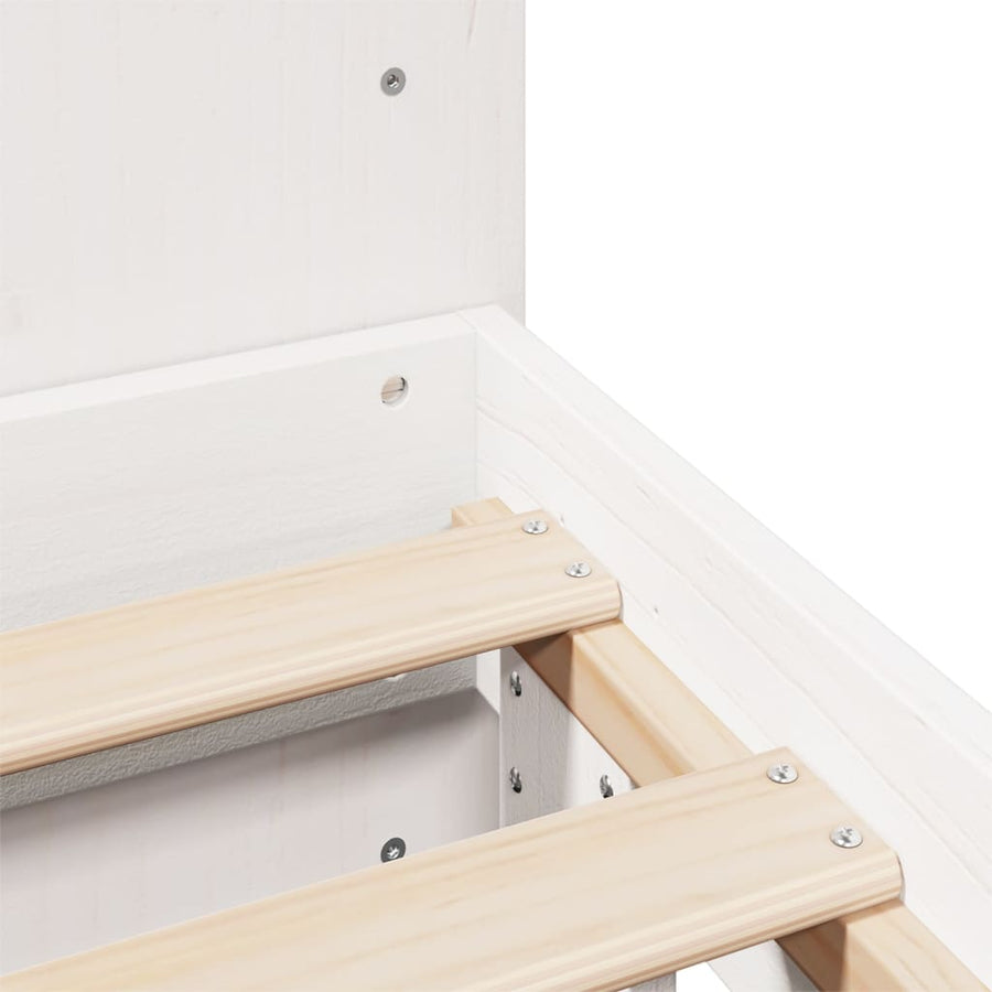 Bedframe zonder matras massief grenenhout wit 140x190 cm
