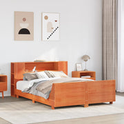 Bed with mattress solid pine wash brown 140x190 cm