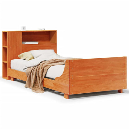 Bedframe zonder matras massief grenenhout wasbruin 100x200 cm
