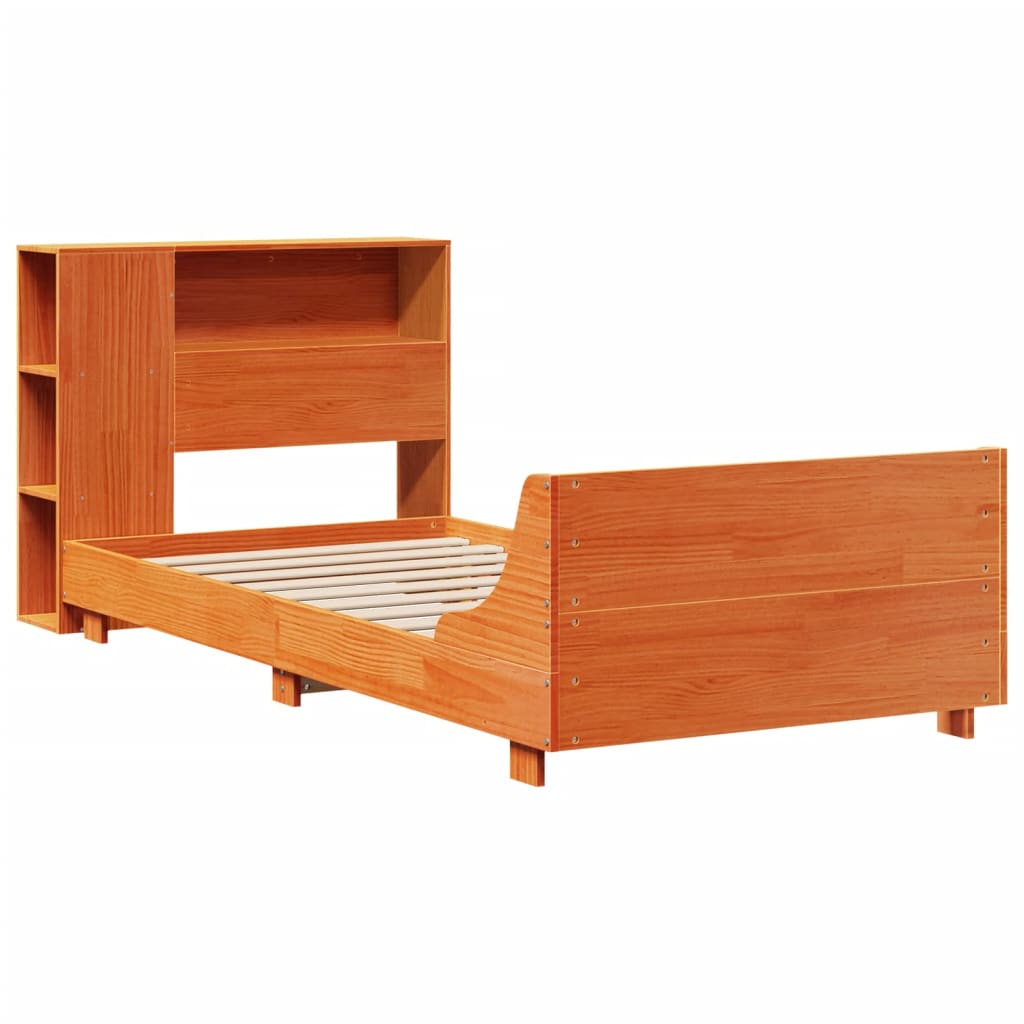 Bedframe zonder matras massief grenenhout wasbruin 100x200 cm