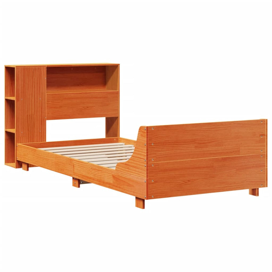 Bedframe zonder matras massief grenenhout wasbruin 100x200 cm