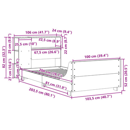 Bedframe zonder matras massief grenenhout wasbruin 100x200 cm