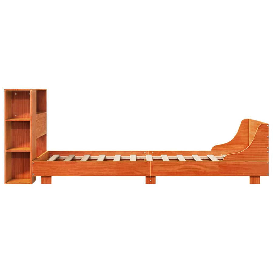 Bedframe zonder matras massief grenenhout wasbruin 100x200 cm