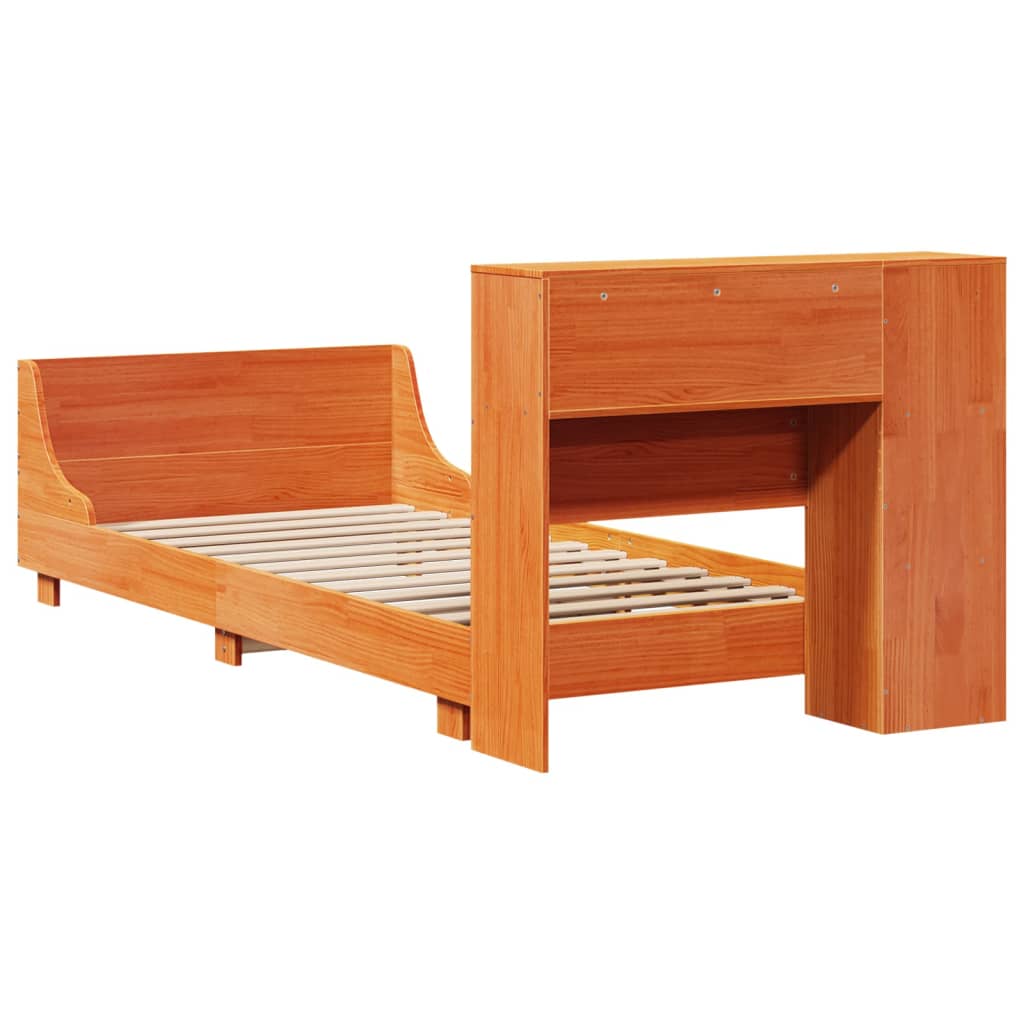 Bedframe zonder matras massief grenenhout wasbruin 100x200 cm