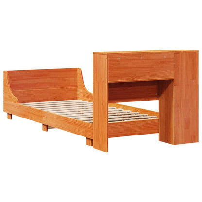 Bedframe zonder matras massief grenenhout wasbruin 100x200 cm