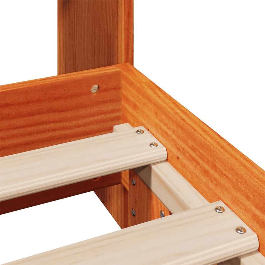 Bedframe zonder matras massief grenenhout wasbruin 100x200 cm