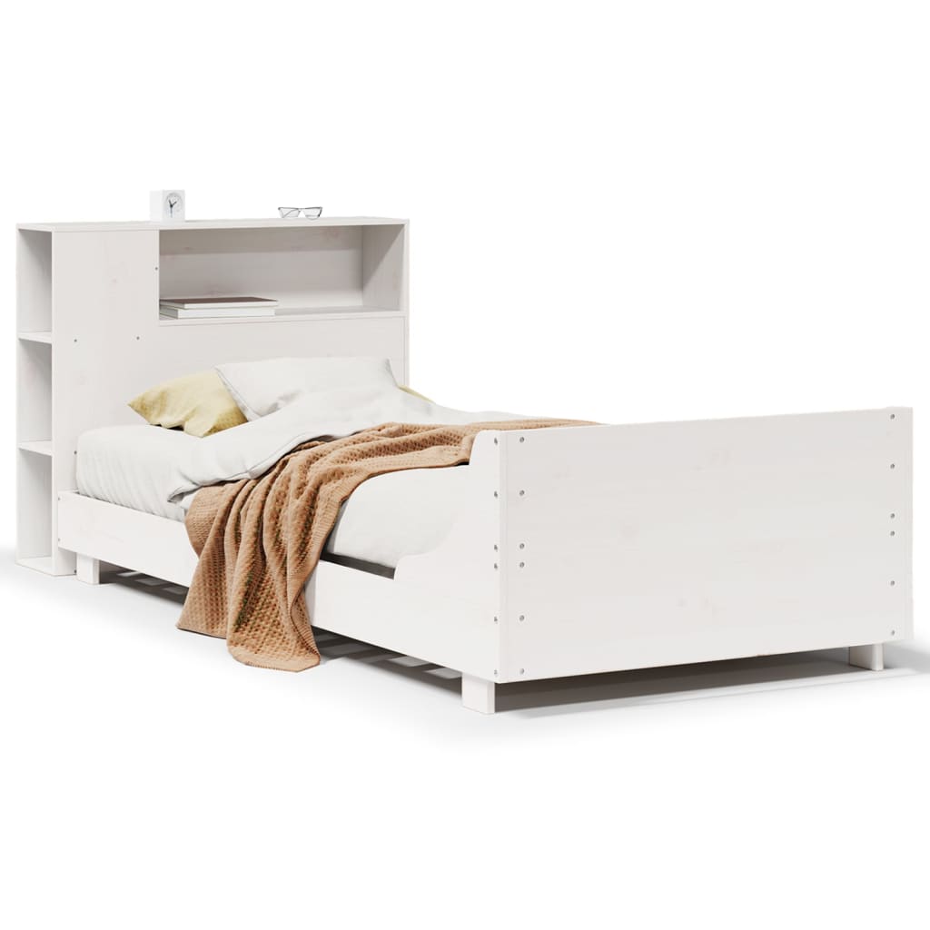 Bedframe zonder matras massief grenenhout wit 75x190 cm