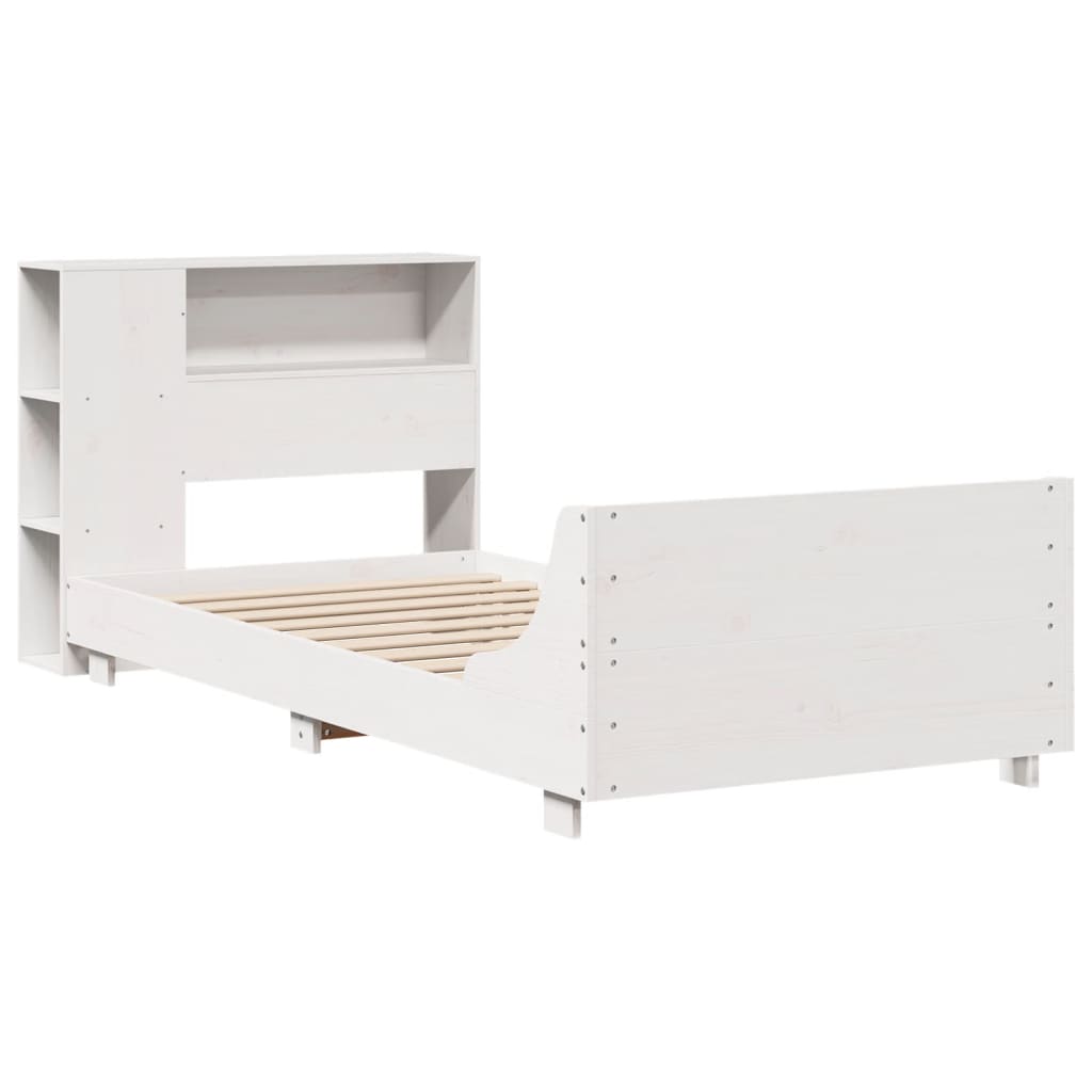 Bedframe zonder matras massief grenenhout wit 75x190 cm
