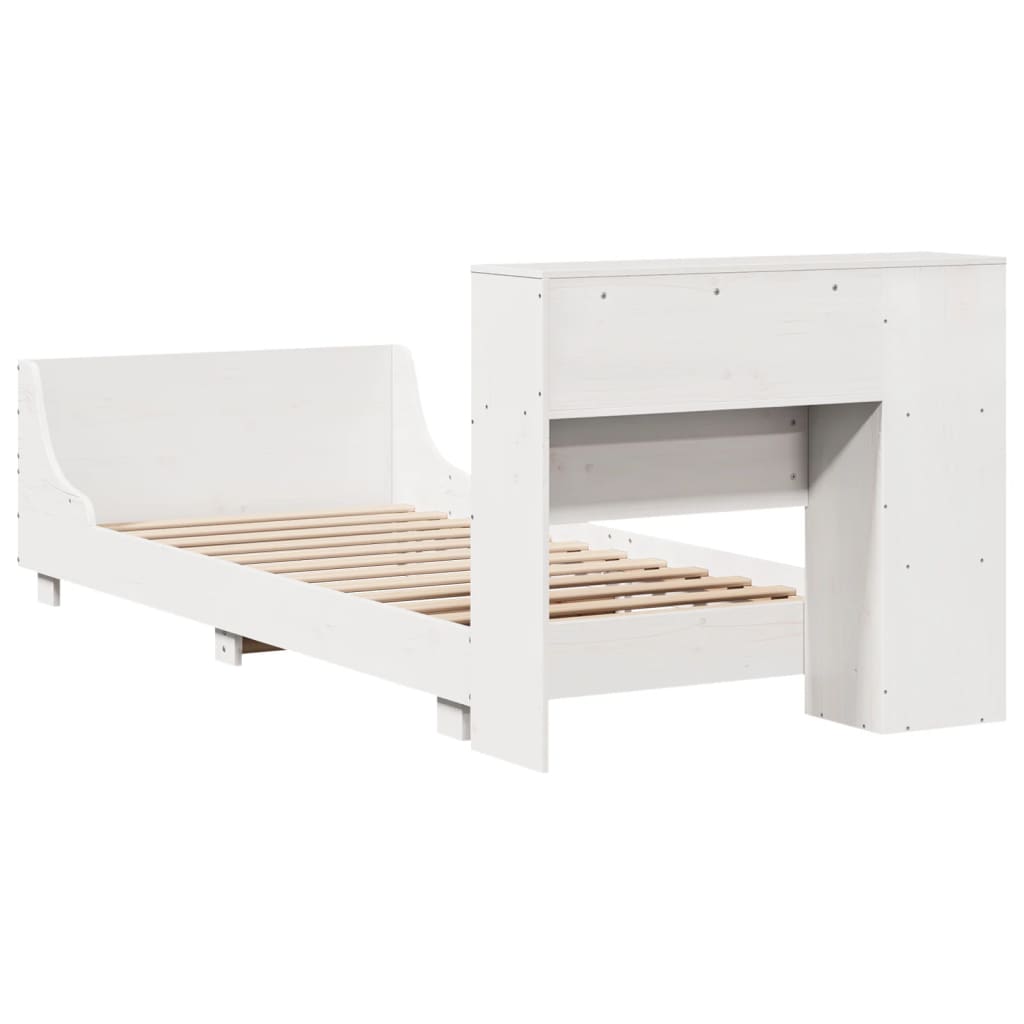 Bedframe zonder matras massief grenenhout wit 75x190 cm