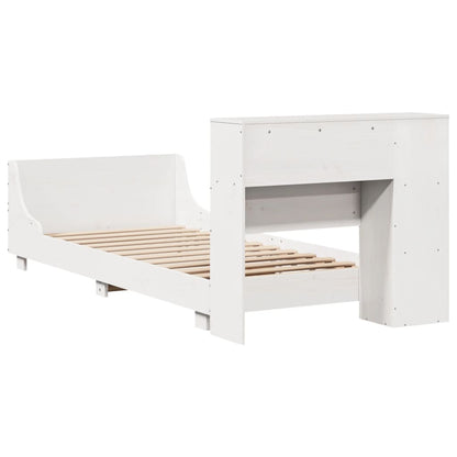 Bedframe zonder matras massief grenenhout wit 75x190 cm