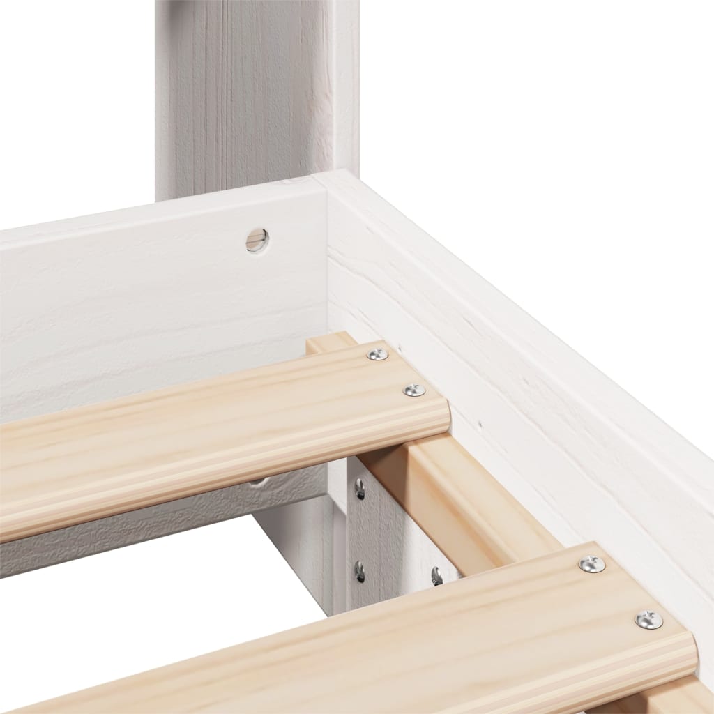 Bedframe zonder matras massief grenenhout wit 75x190 cm