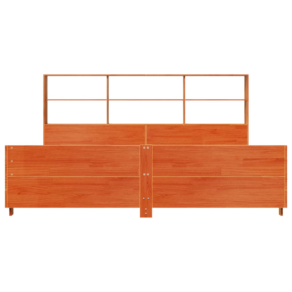 Bedframe zonder matras massief grenenhout wasbruin 200x200 cm