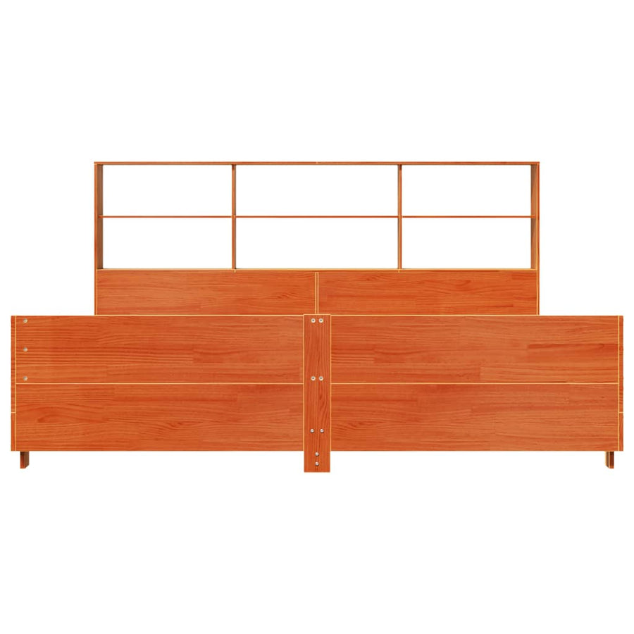 Bedframe zonder matras massief grenenhout wasbruin 200x200 cm