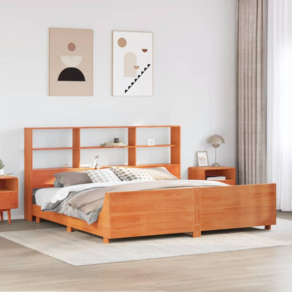 Bedframe zonder matras massief grenenhout wasbruin 200x200 cm