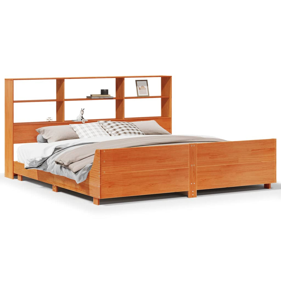 Bedframe zonder matras massief grenenhout wasbruin 180x200 cm