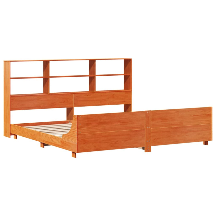 Bedframe zonder matras massief grenenhout wasbruin 180x200 cm