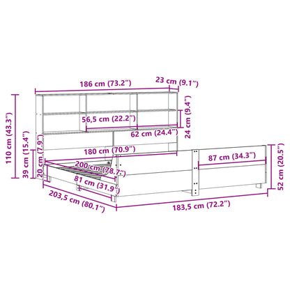 Bedframe zonder matras massief grenenhout wasbruin 180x200 cm