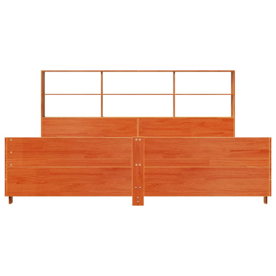 Bedframe zonder matras massief grenenhout wasbruin 180x200 cm