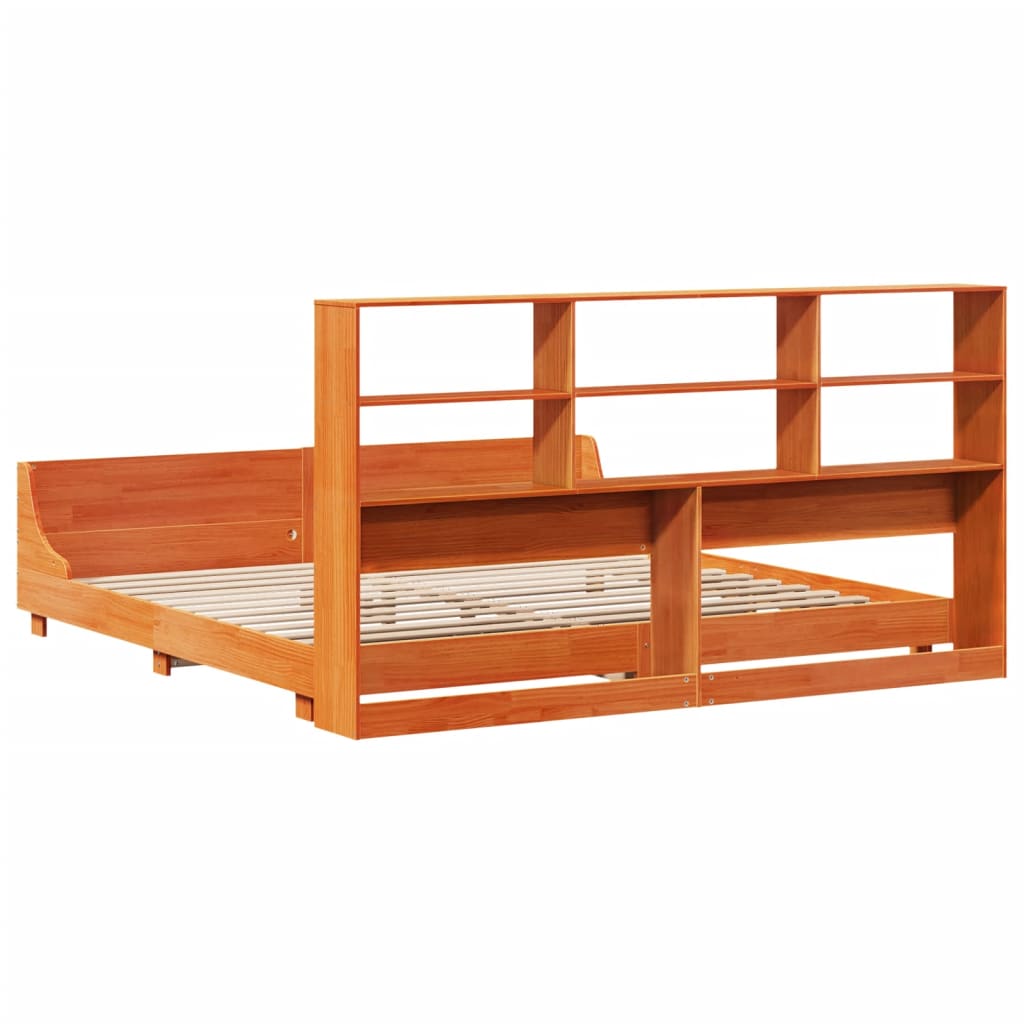 Bedframe zonder matras massief grenenhout wasbruin 180x200 cm