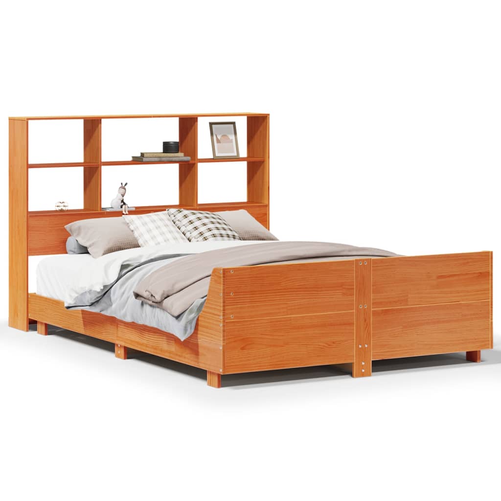 Bedframe zonder matras massief grenenhout wasbruin 120x200 cm