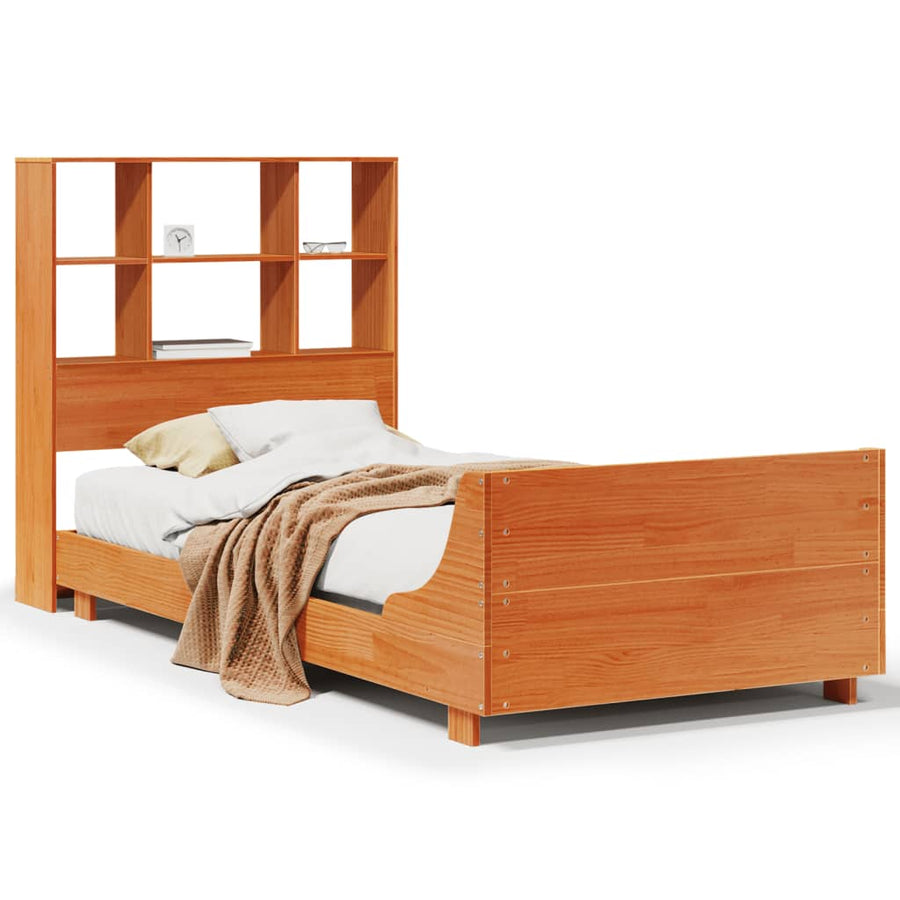 Bedframe zonder matras massief grenenhout wasbruin 100x200 cm