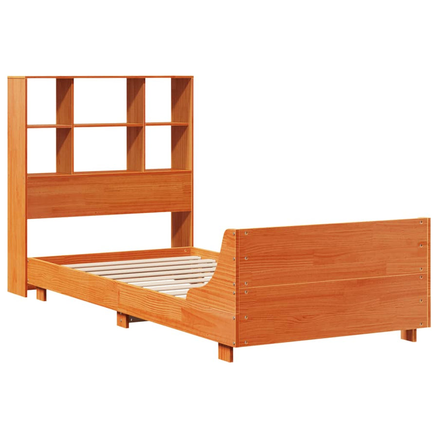 Bedframe zonder matras massief grenenhout wasbruin 100x200 cm