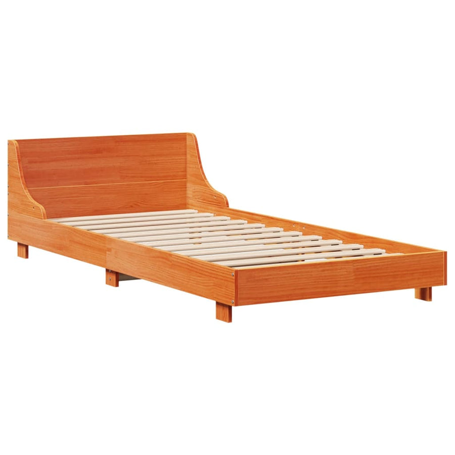 Bedframe zonder matras massief grenenhout wasbruin 100x200 cm