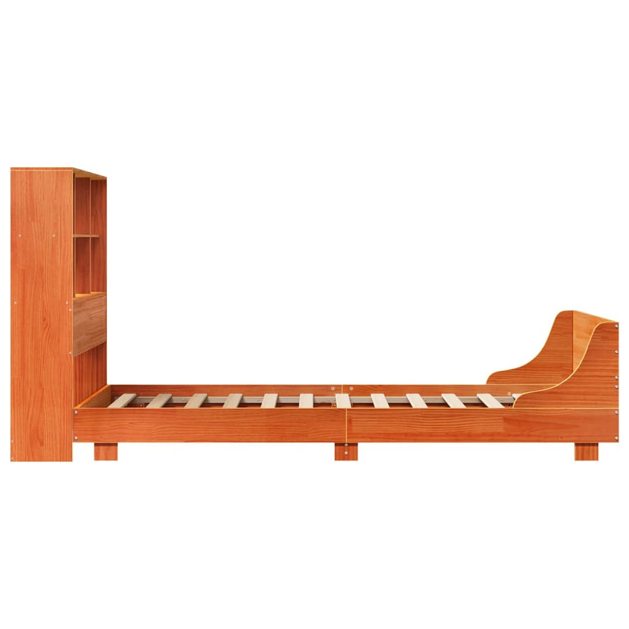 Bedframe zonder matras massief grenenhout wasbruin 100x200 cm