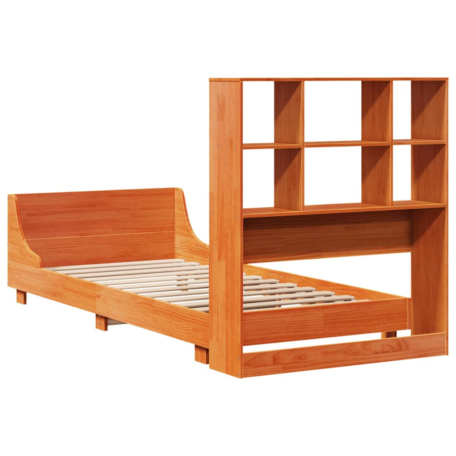 Bedframe zonder matras massief grenenhout wasbruin 100x200 cm