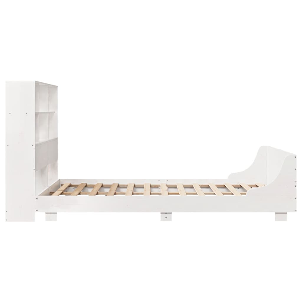 Bedframe zonder matras massief grenenhout wit 140x190 cm