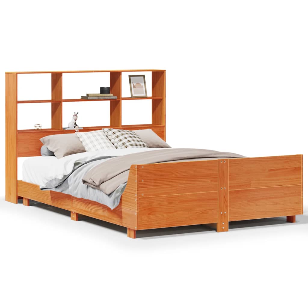 Bedframe zonder matras massief grenenhout wasbruin 120x190 cm