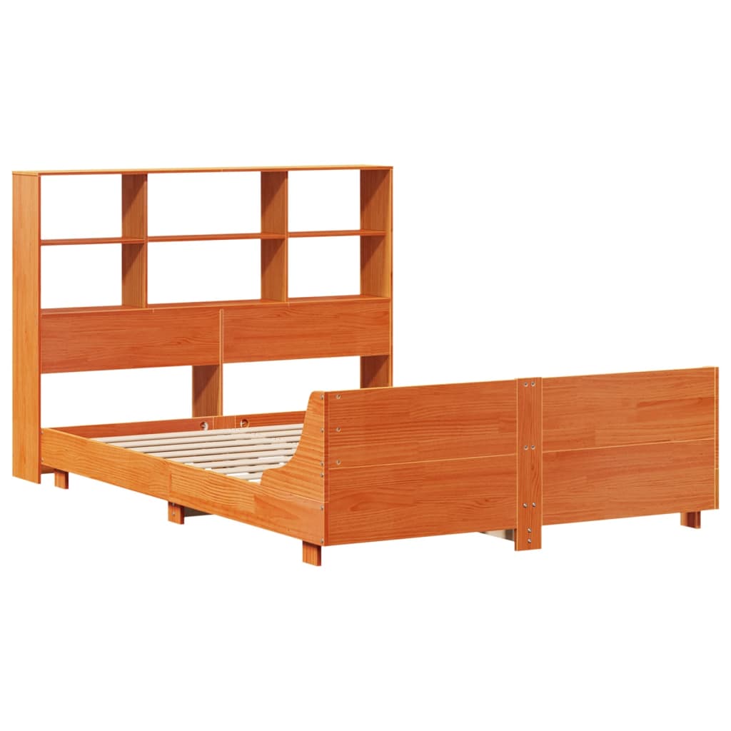 Bedframe zonder matras massief grenenhout wasbruin 120x190 cm