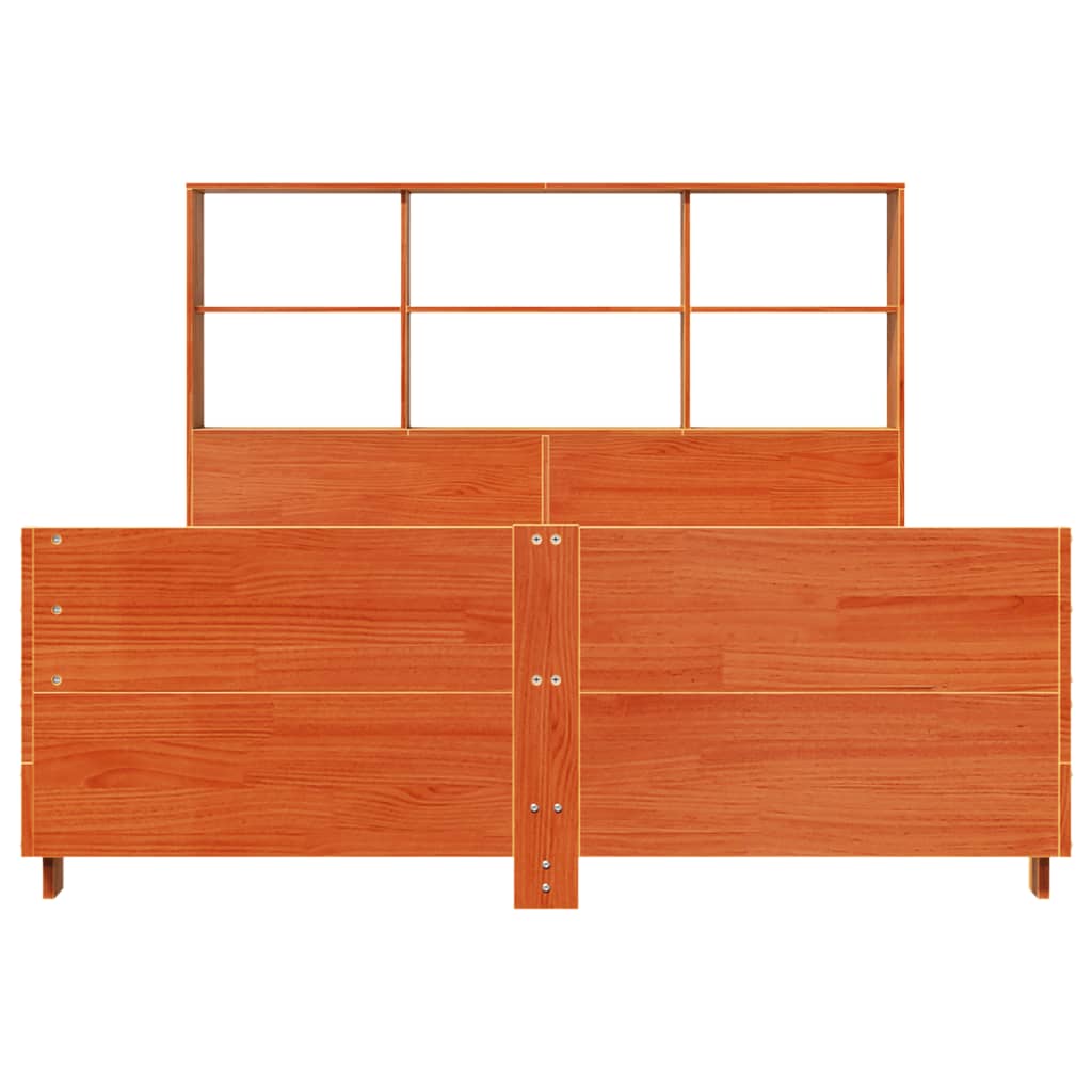 Bedframe zonder matras massief grenenhout wasbruin 120x190 cm