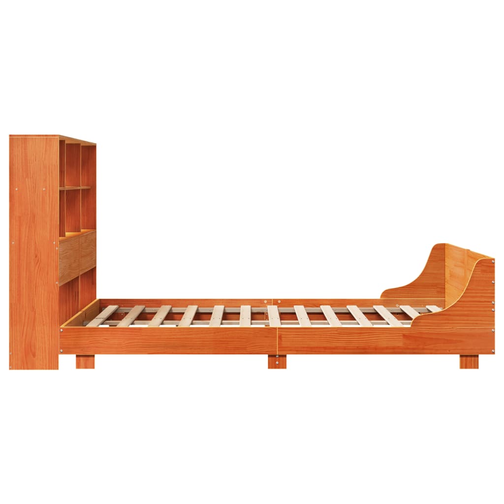 Bedframe zonder matras massief grenenhout wasbruin 120x190 cm