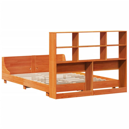 Bedframe zonder matras massief grenenhout wasbruin 120x190 cm
