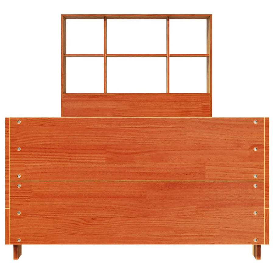 Bedframe zonder matras massief grenenhout wasbruin 75x190 cm