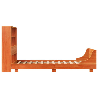 Bedframe zonder matras massief grenenhout wasbruin 75x190 cm