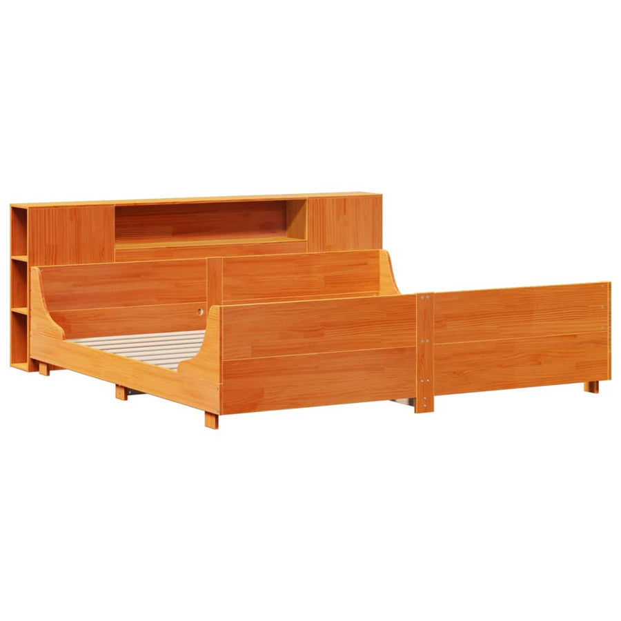 Bedframe zonder matras massief grenenhout wasbruin 200x200 cm