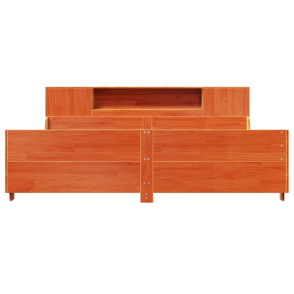 Bedframe zonder matras massief grenenhout wasbruin 200x200 cm