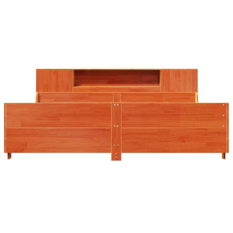 Bedframe zonder matras massief grenenhout wasbruin 200x200 cm