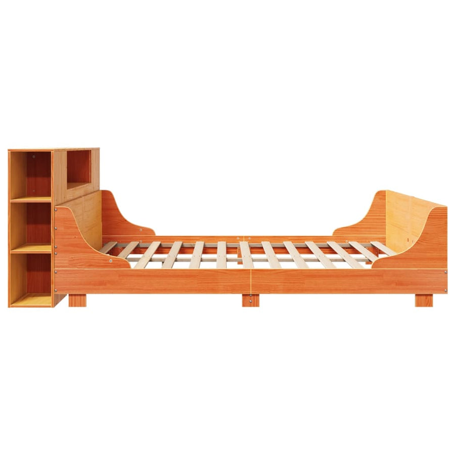 Bedframe zonder matras massief grenenhout wasbruin 200x200 cm