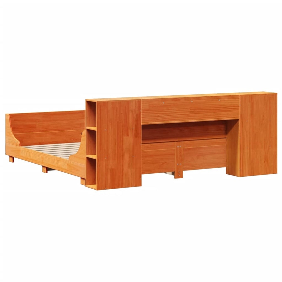Bedframe zonder matras massief grenenhout wasbruin 200x200 cm