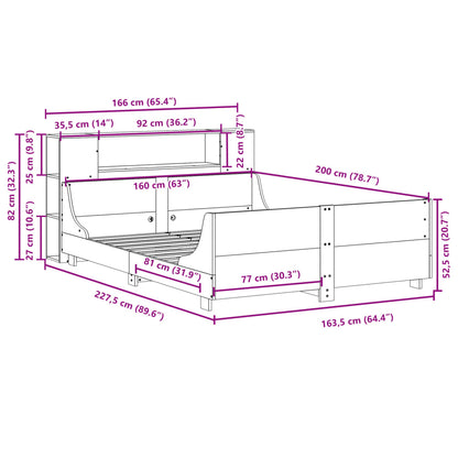 Bedframe zonder matras massief grenenhout wit 160x200 cm