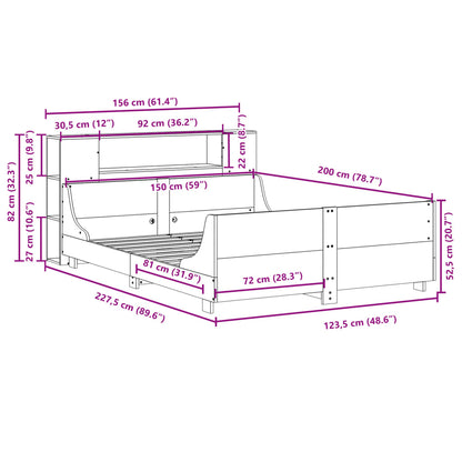 Bedframe zonder matras massief grenenhout wit 150x200 cm