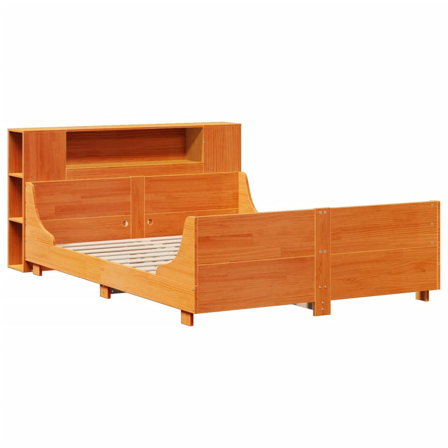 Bedframe zonder matras massief grenenhout wasbruin 150x200 cm