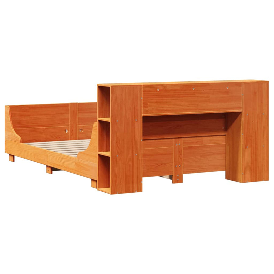 Bedframe zonder matras massief grenenhout wasbruin 150x200 cm